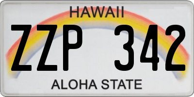 HI license plate ZZP342