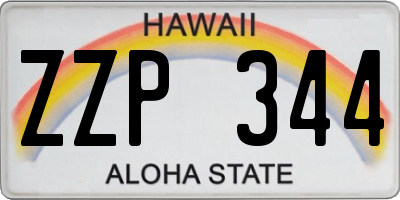 HI license plate ZZP344