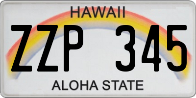 HI license plate ZZP345