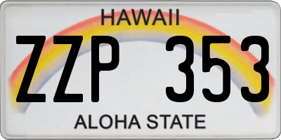 HI license plate ZZP353