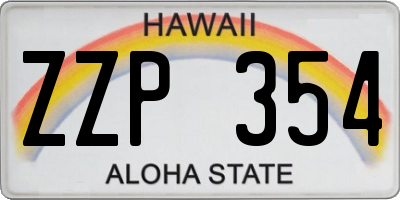 HI license plate ZZP354