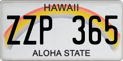 HI license plate ZZP365