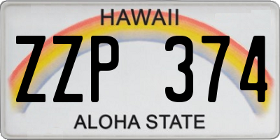 HI license plate ZZP374