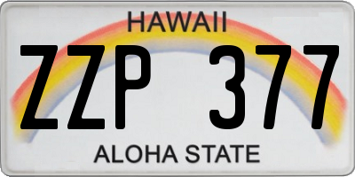 HI license plate ZZP377