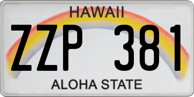 HI license plate ZZP381