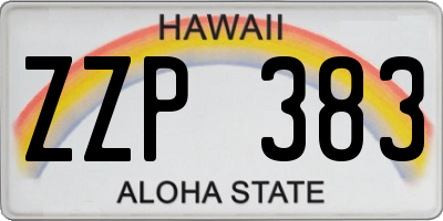 HI license plate ZZP383