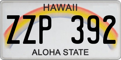 HI license plate ZZP392