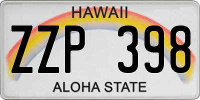 HI license plate ZZP398