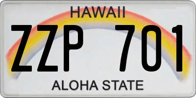 HI license plate ZZP701