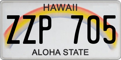 HI license plate ZZP705