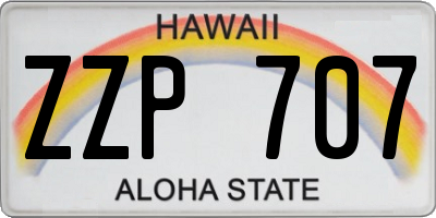 HI license plate ZZP707