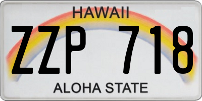 HI license plate ZZP718