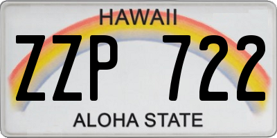 HI license plate ZZP722