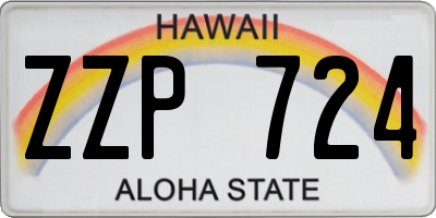 HI license plate ZZP724