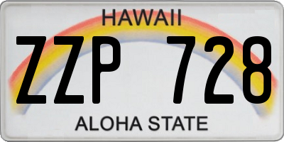 HI license plate ZZP728