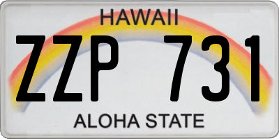 HI license plate ZZP731