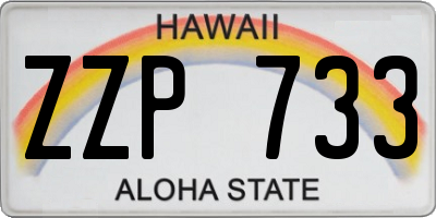 HI license plate ZZP733