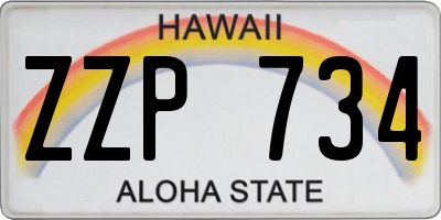 HI license plate ZZP734