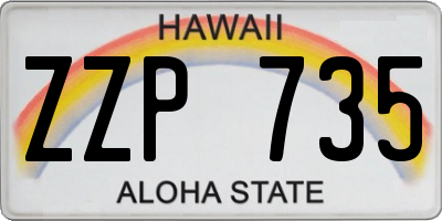 HI license plate ZZP735