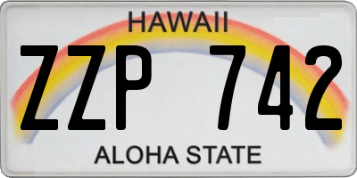 HI license plate ZZP742