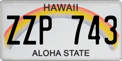 HI license plate ZZP743