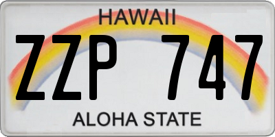 HI license plate ZZP747