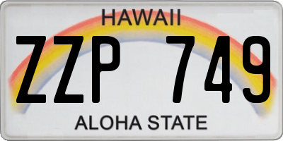 HI license plate ZZP749