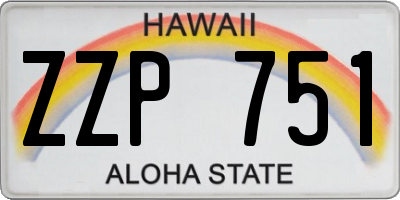 HI license plate ZZP751