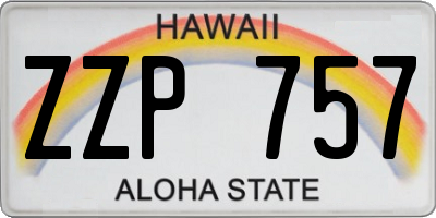 HI license plate ZZP757