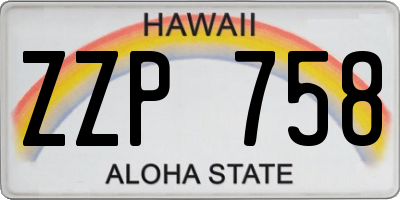 HI license plate ZZP758