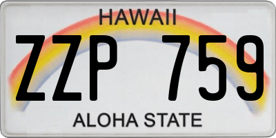 HI license plate ZZP759