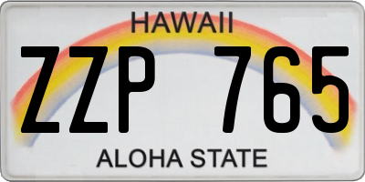 HI license plate ZZP765