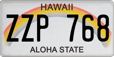 HI license plate ZZP768