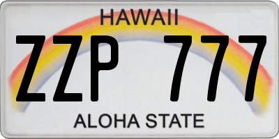 HI license plate ZZP777