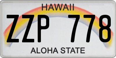 HI license plate ZZP778