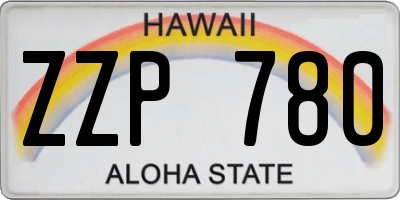 HI license plate ZZP780