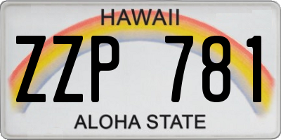 HI license plate ZZP781