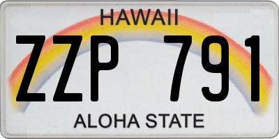 HI license plate ZZP791