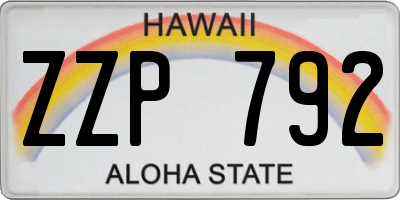 HI license plate ZZP792