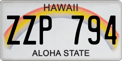 HI license plate ZZP794