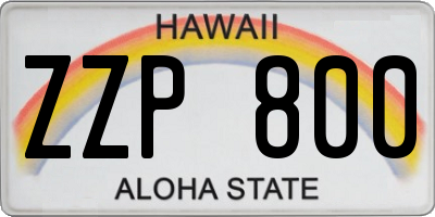 HI license plate ZZP800