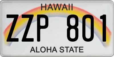 HI license plate ZZP801