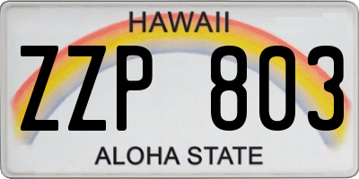 HI license plate ZZP803