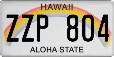 HI license plate ZZP804