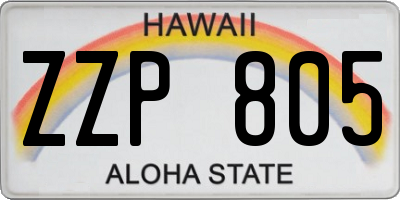 HI license plate ZZP805