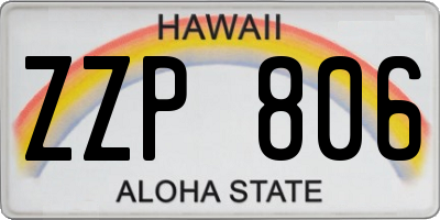 HI license plate ZZP806