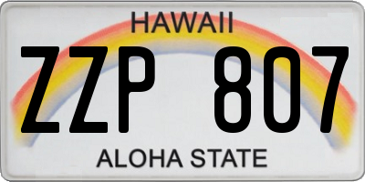 HI license plate ZZP807