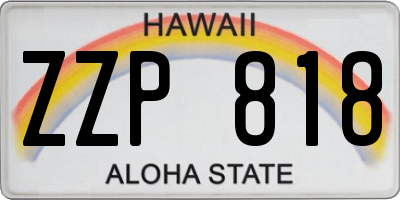 HI license plate ZZP818