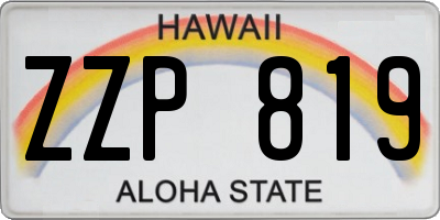 HI license plate ZZP819