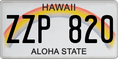 HI license plate ZZP820